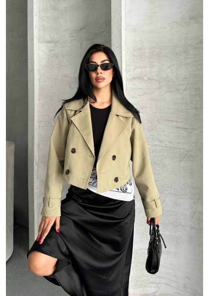 Trençkot Crop Premıum Kalite Astarlı fiyatları