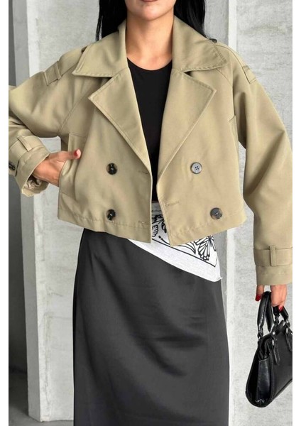 Trençkot Crop Premıum Kalite Astarlı modelleri