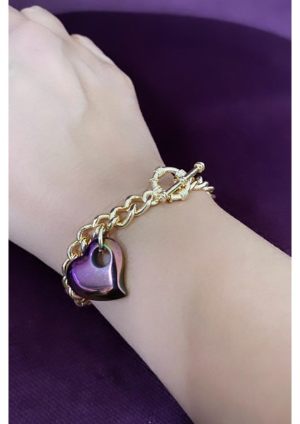 Kalp Figürlü Zincir Bileklik