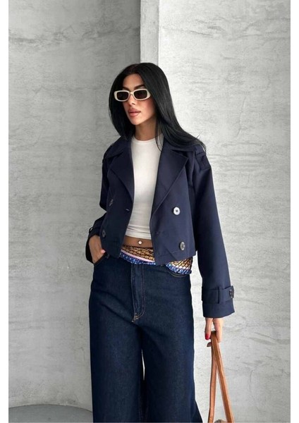 Trençkot Crop Premıum Kalite Astarlı fırsatları