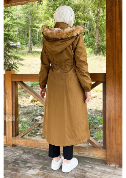 Kapşonlu Fermuarlı Mont Taba 10349 indirimleri