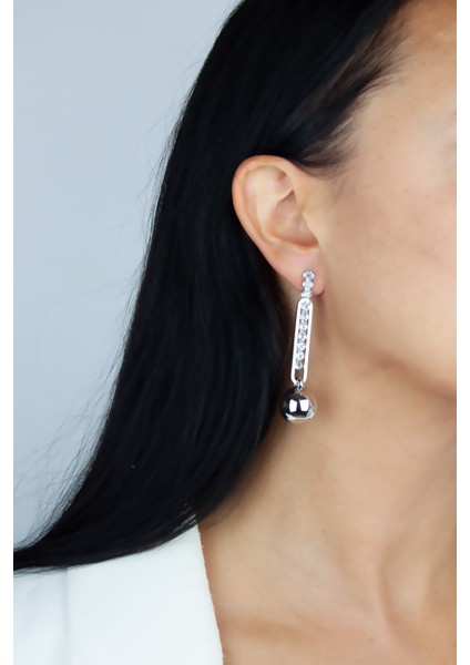 Küre Sallantılı Zirkon Taşlı Küpe