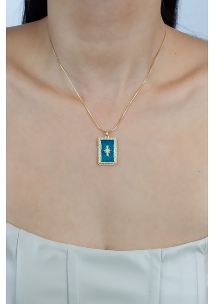 Kutup Yıldızı Figür Mine Detaylı Gold Renk Çelik Kolye modelleri