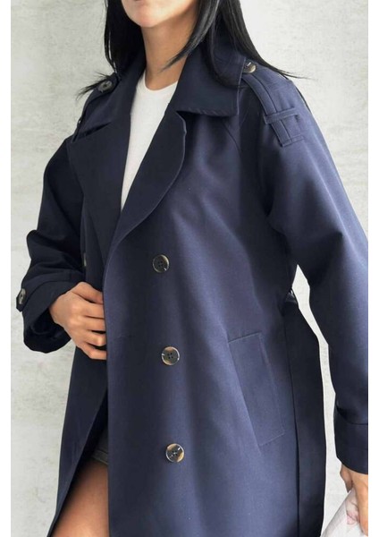 Trençkot Uzun Boy Kuşaklı ve Astarlı Premıum Kalite