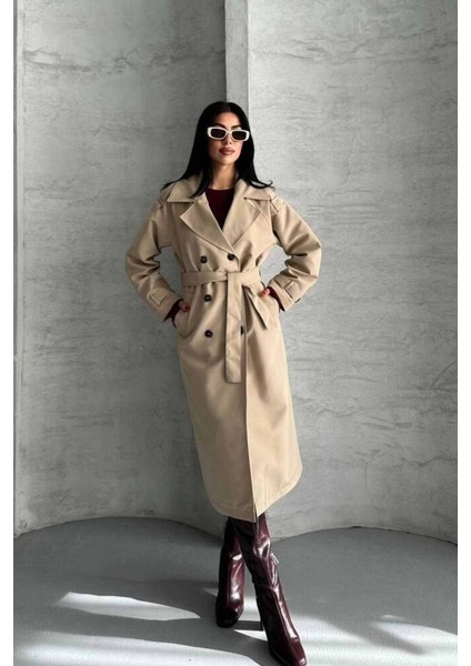 Trençkot Uzun Boy Kuşaklı ve Astarlı Premıum Kalite indirimleri