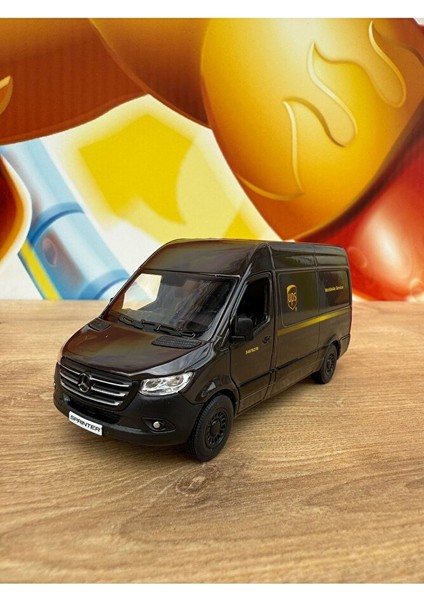 Mercedes Sprinter Kargo Arabası Ups Metal Açılabilir Kapılı Çekbırak Diecast Model Araba 12 cm