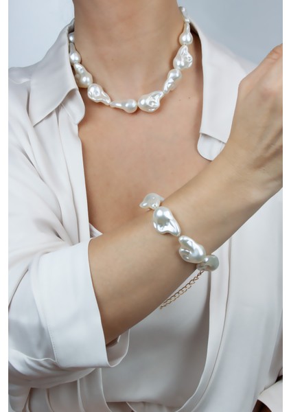 Barok Inci Kolye Bileklik Set