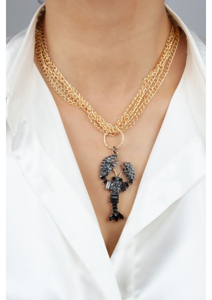 Beş Sıralı Baget Taşlı Kolye