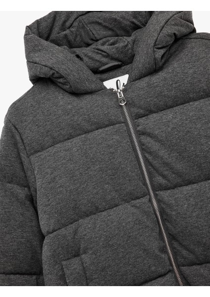 Kapüşonlu Uzun Kollu Fermuarlı Cep Detaylı Kapitoneli Anorak Şişme Mont indirimleri