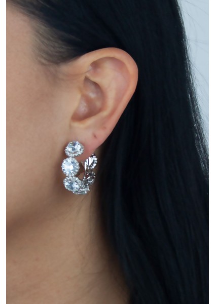 Büyük Taşlı Halka Küpe