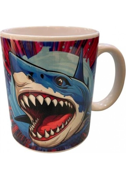 SAG004 Köpekbalığı Desenli Porselen Kupa