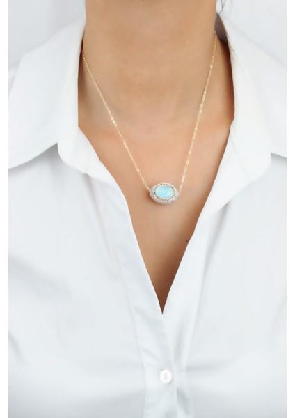 Ince Zincir Kristal Uçlu Kadın Kolye