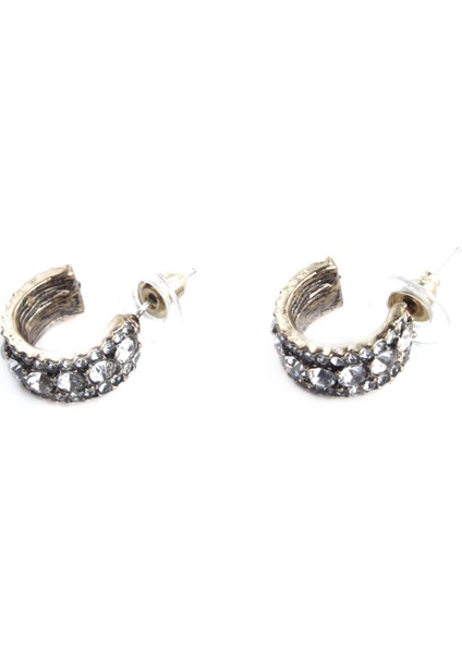 Taşlı Bronz Halka Küpe