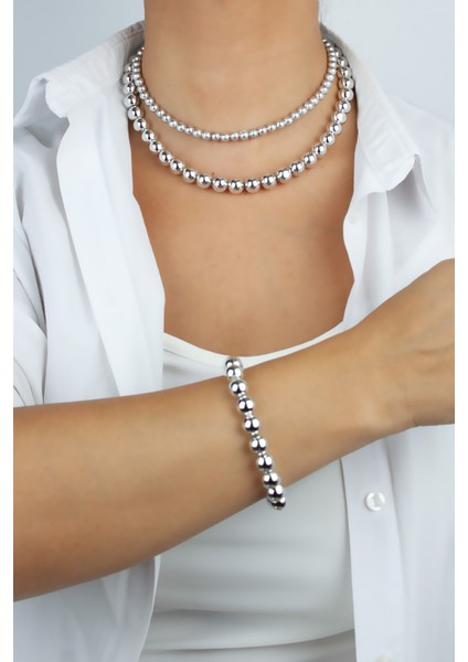 Metalize Kolye Bileklik Set