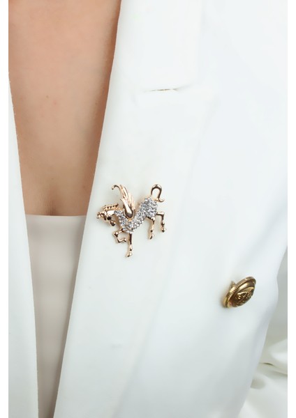 Zirkon Taşlı Unicorn Figür Broş modelleri