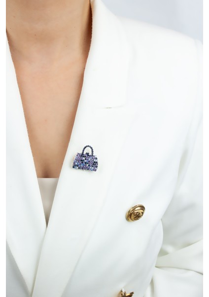 Zirkon Taşlı Çanta Şeklinde Broş fiyatları