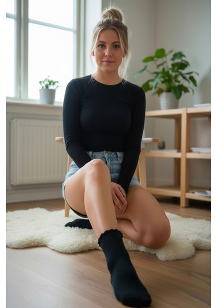 Kadın Fırıfırlı Çorap 367 Siyah 6'lı Paket modelleri