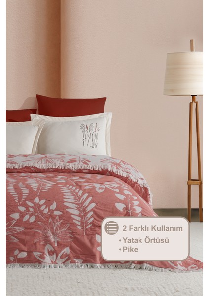 Leaf Pike Yatak Örtüsü Çift Kişilik %100 Pamuk (220X240 Cm) Tarçın fiyatları