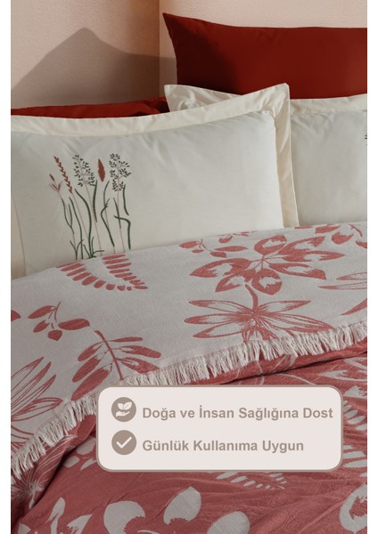 Leaf Pike Yatak Örtüsü Çift Kişilik %100 Pamuk (220X240 Cm) Tarçın modelleri