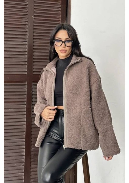 Pelüş Oversize Dik Yakalı Spor Ceket fiyatları