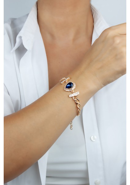 Kristal Taşlı Gold Bileklik