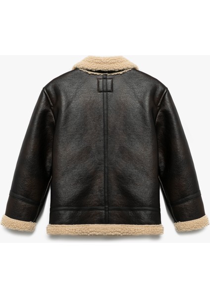 Içi Peluş Astarlı Fermuarlı Uzun Kollu Biker Suni Deri Ceket fiyatları