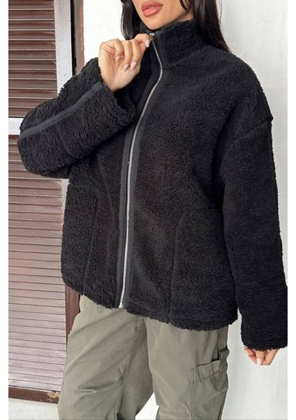 Pelüş Oversize Dik Yakalı Spor Ceket fiyatları