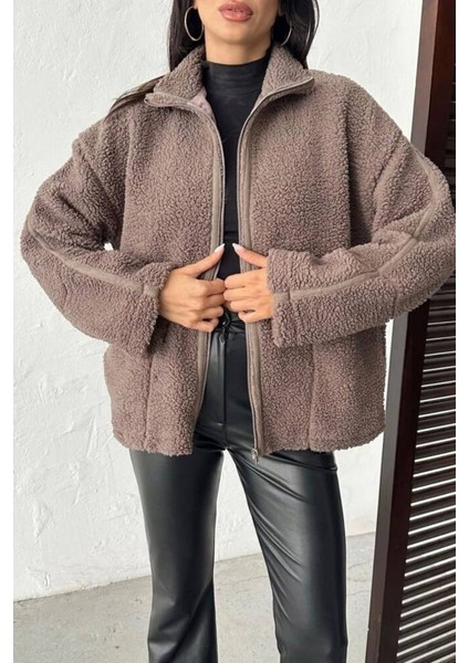 Pelüş Oversize Dik Yakalı Spor Ceket fırsatları