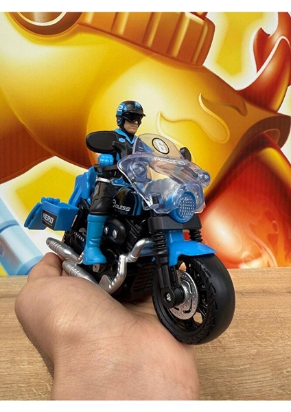 Oyuncak Polis Motorsiklet Sesli Işıklı Kutulu Oyuncak Motor Adamlı Motor Mavi Polis Motoru Oyuncak fırsatları