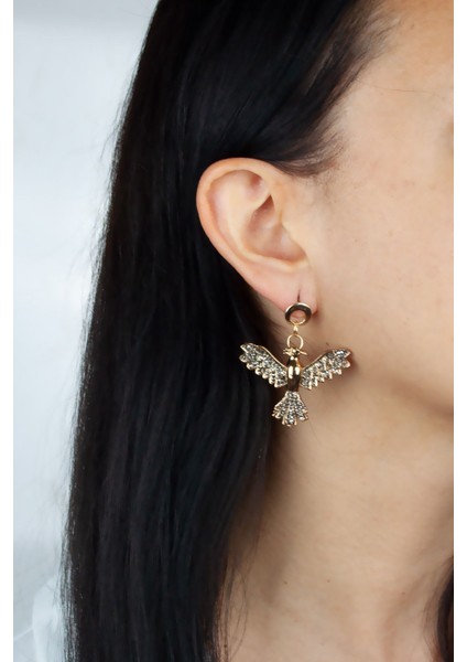 Zirkon Taşlı Anka Kuş Küpe