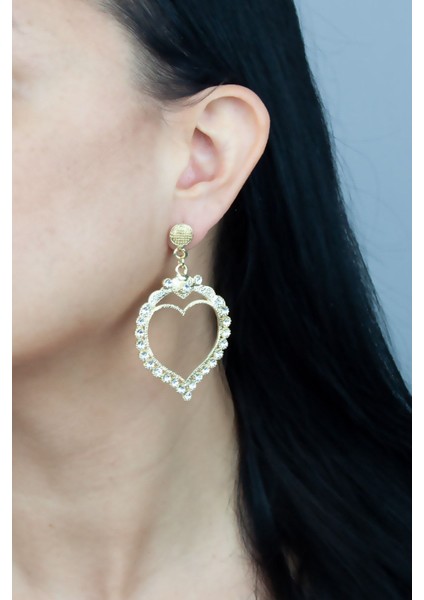 Zirkon Taşlı Kalp Küpe