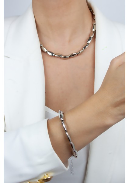 Metalize Kolye Bileklik Set