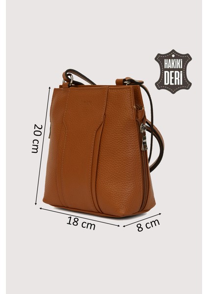 Hakiki Deri Kadın Deri Omuz Çantası Taba SMR562 fiyatları