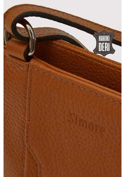 Hakiki Deri Kadın Deri Omuz Çantası Taba SMR562