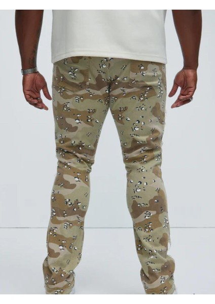 Kamuflaj Desenli Skinny Erkek Pantolon , Yıpranmış Detaylı Kamuflaj Desenli Dar Kesim Erkek Pantalon fiyatları