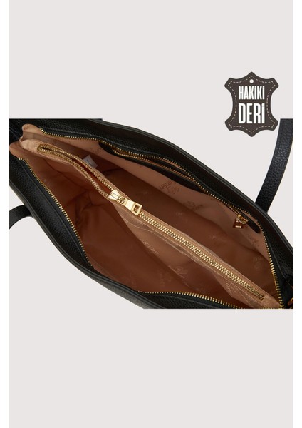 Hakiki Deri Kadın Omuz Çantası Siyah SMR6425 fırsatları