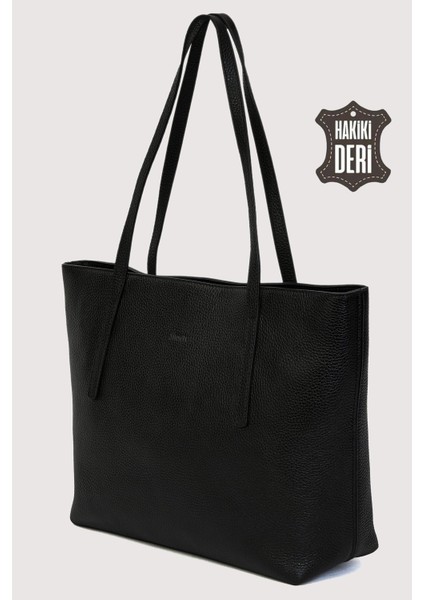 Hakiki Deri Kadın Omuz Çantası Siyah SMR6425 indirimleri