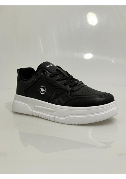 2933 Wickers Siyah-Beyaz Cilt Bağcıklı Bayan Spor Ayakkabısı modelleri