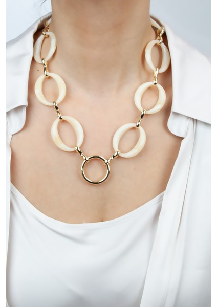 Kemik Görünümlü Büyük Halka Kolye