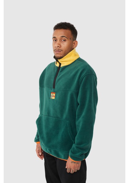 Frode Square Logo Nakışlı Polar Sweatshirt Yeşil-Sarı-Turuncu fiyatları