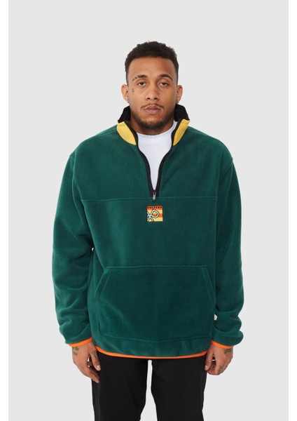 Frode Square Logo Nakışlı Polar Sweatshirt Yeşil-Sarı-Turuncu modelleri