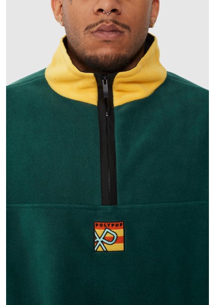 Frode Square Logo Nakışlı Polar Sweatshirt Yeşil-Sarı-Turuncu