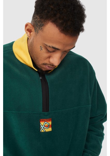 Frode Square Logo Nakışlı Polar Sweatshirt Yeşil-Sarı-Turuncu