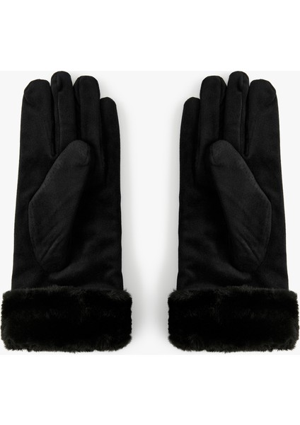 Suni Kürk Detaylı Süet Görünümlü Eldiven fiyatları
