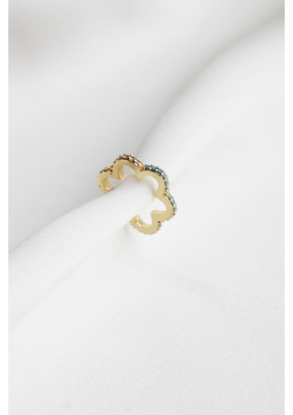 Taşlı Kıkırdak Küpe Çiçek Figürlü