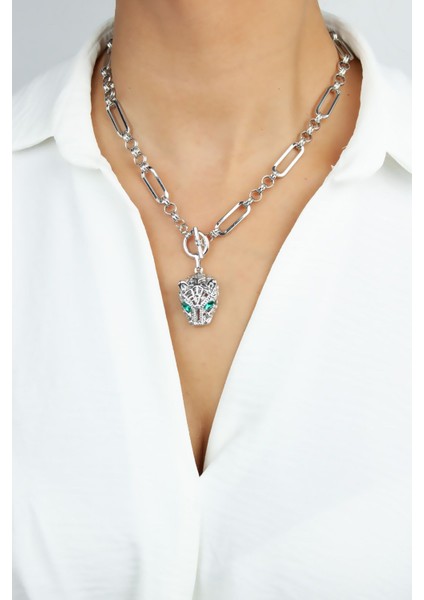 Kaplan Figürlü Tasarım Zincir Kolye