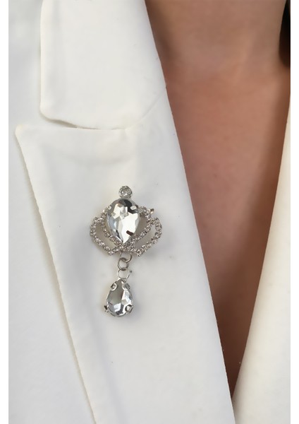 Kristal Taşlı Abiye Şık Broş