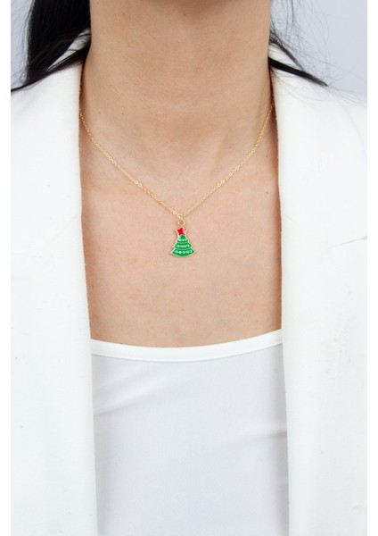 Çam Ağacı Yılbaşı Temalı Kolye