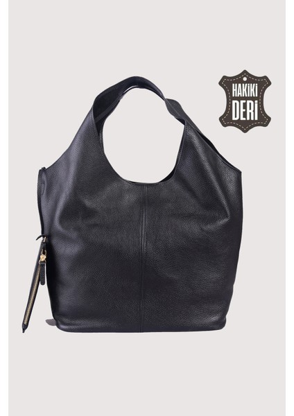Hakiki Deri Kadın Omuz Çantası Siyah SMR9199