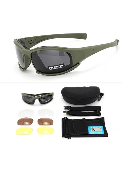 4 Lens Taktik Gözlük-Polarize Rüzgar Geçirmez ve Toz Geçirmez Güvenlik Gözlükleri Için Açık Spor (Tırmanma, Bisiklet, Balıkçılık) (Yurt Dışından)